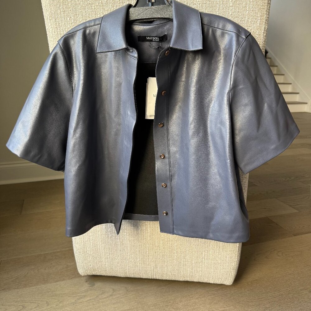 MAYSON THE LABEL BOXY VEGAN LEATHER SHIRT